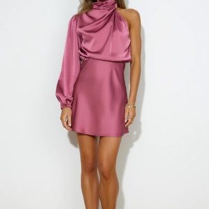 Medium short satin rose dress